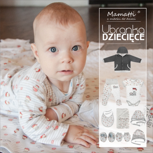 Najnowsza kolekcja polskiego producenta odzieży dziecięcej i niemowlęcej z Wadowic. Modne body, kaftaniki, bluzy, czapeczki, pajacyki, śpioszki, kocyki, itd. Sklep Mamatti.